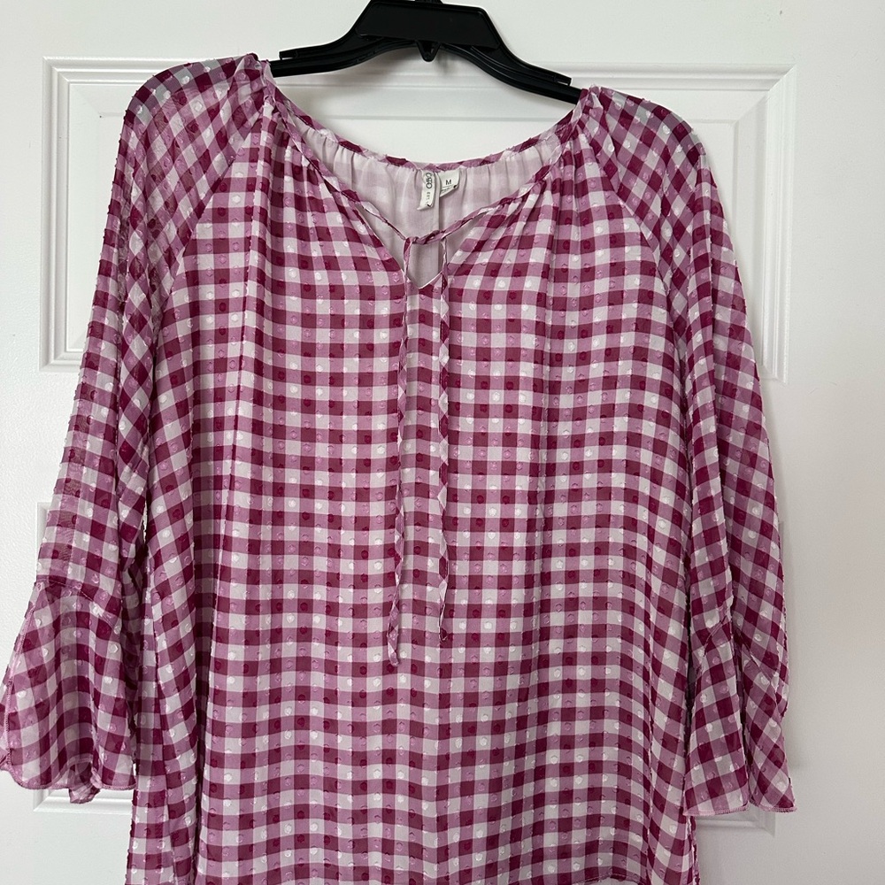 Purple Gingham Peasant Blouse